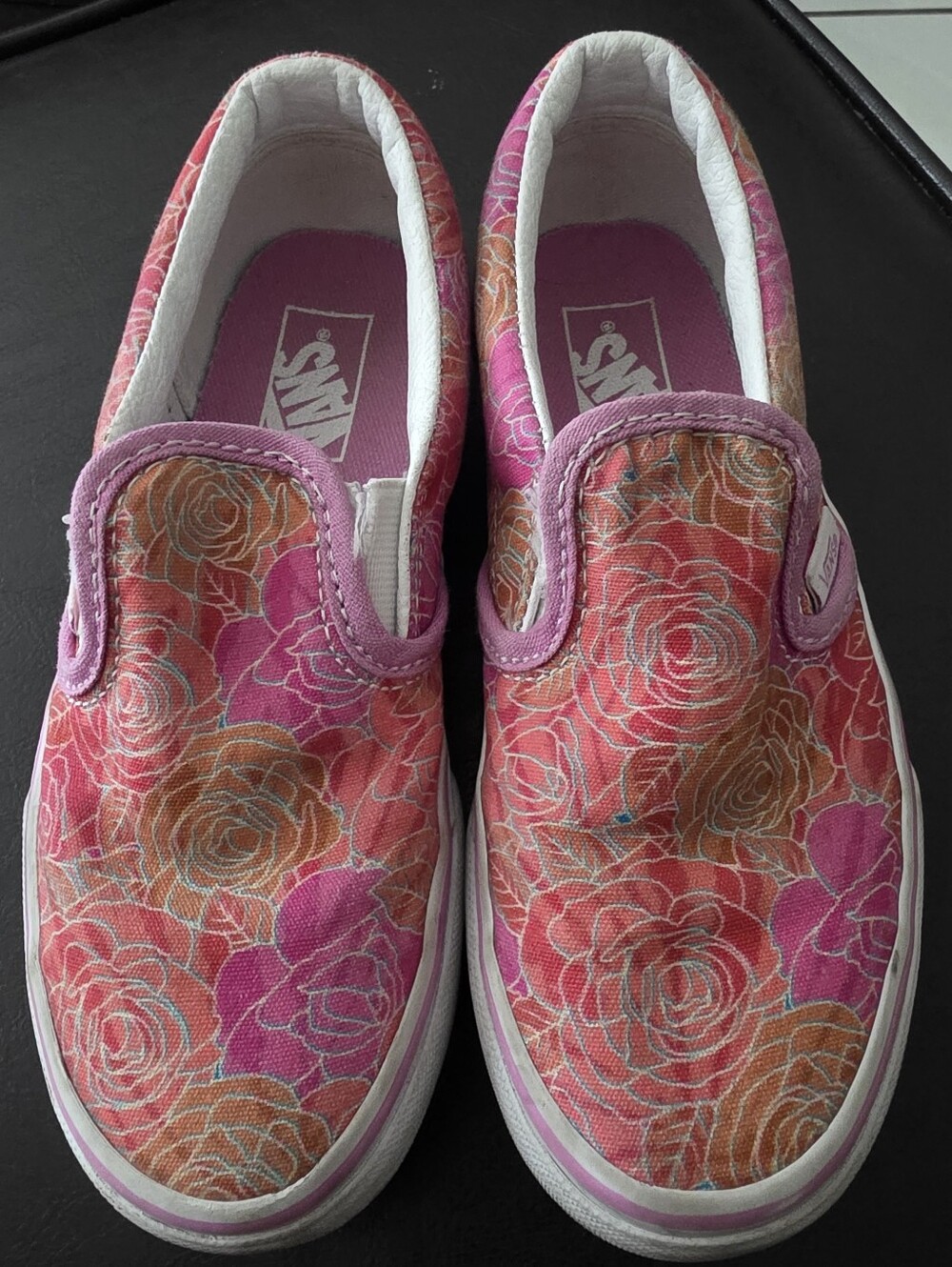 Vans Slip-On Rose Print Canvas Sneakers - Pink/Orange